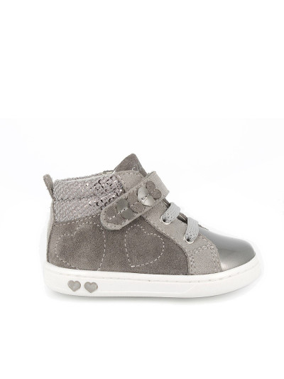 Sneaker in pelle da bambina grigio-grigio chiaro